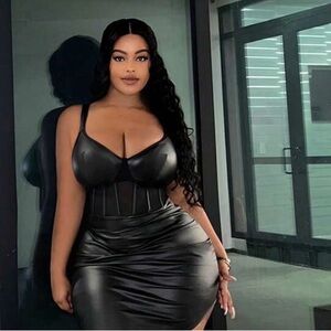 Plus size faux leather dress